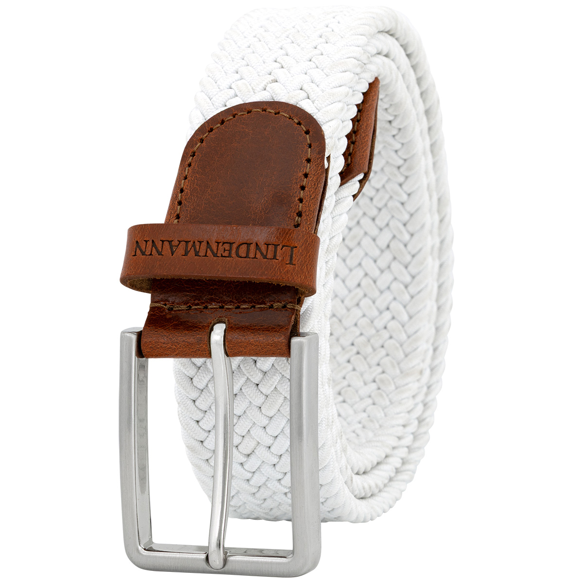 LINDENMANN Herren Stretchgürtel weiß LINDENMANN Flechtgürtel Herren weiß