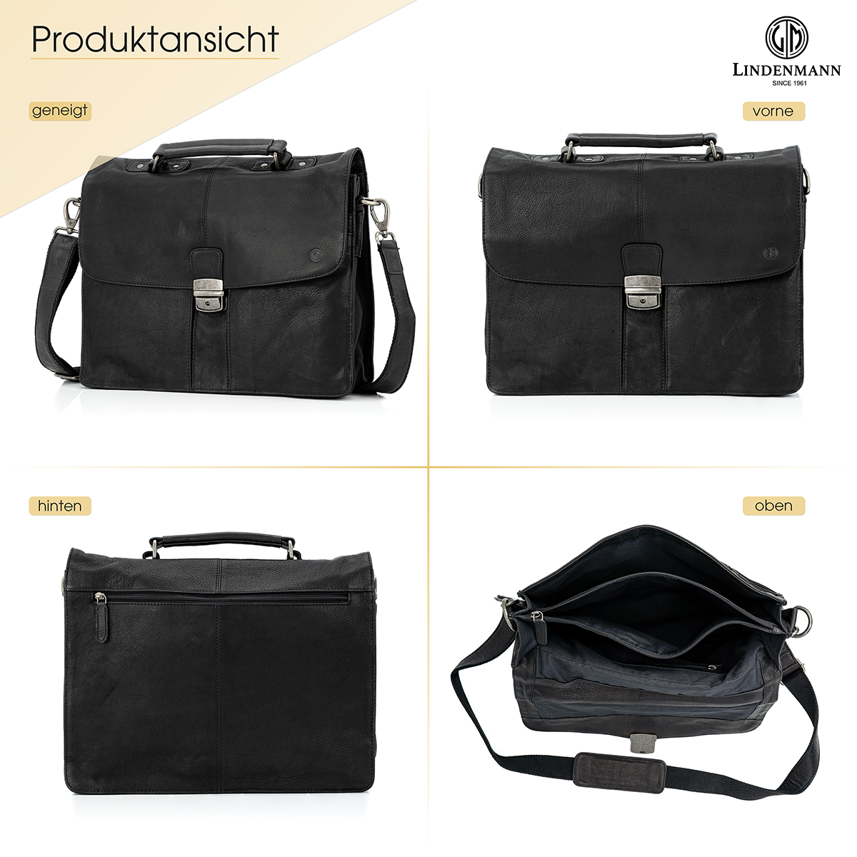 Lindenmann Ledertasche schwarz