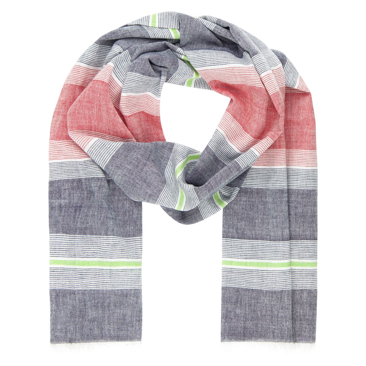 LINDENMANN Schal Herren rot-grau Herren-Schal dünn 100 % Baumwolle