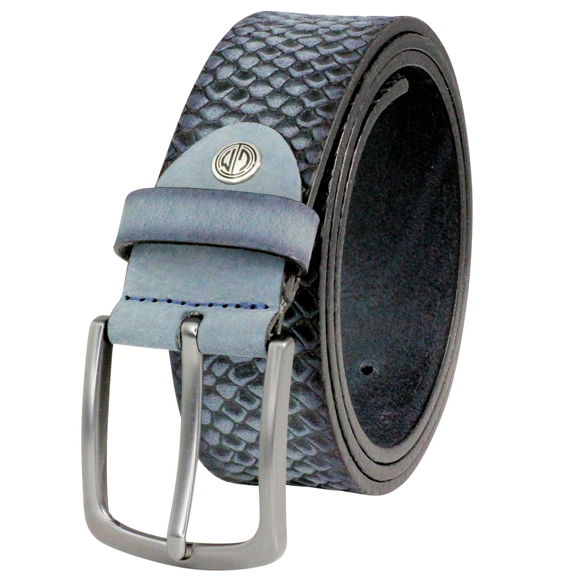 Ledergürtel Echsenprägung Herren blau LINDENMANN Ledergürtel Herren 40 mm Vollrind blau
