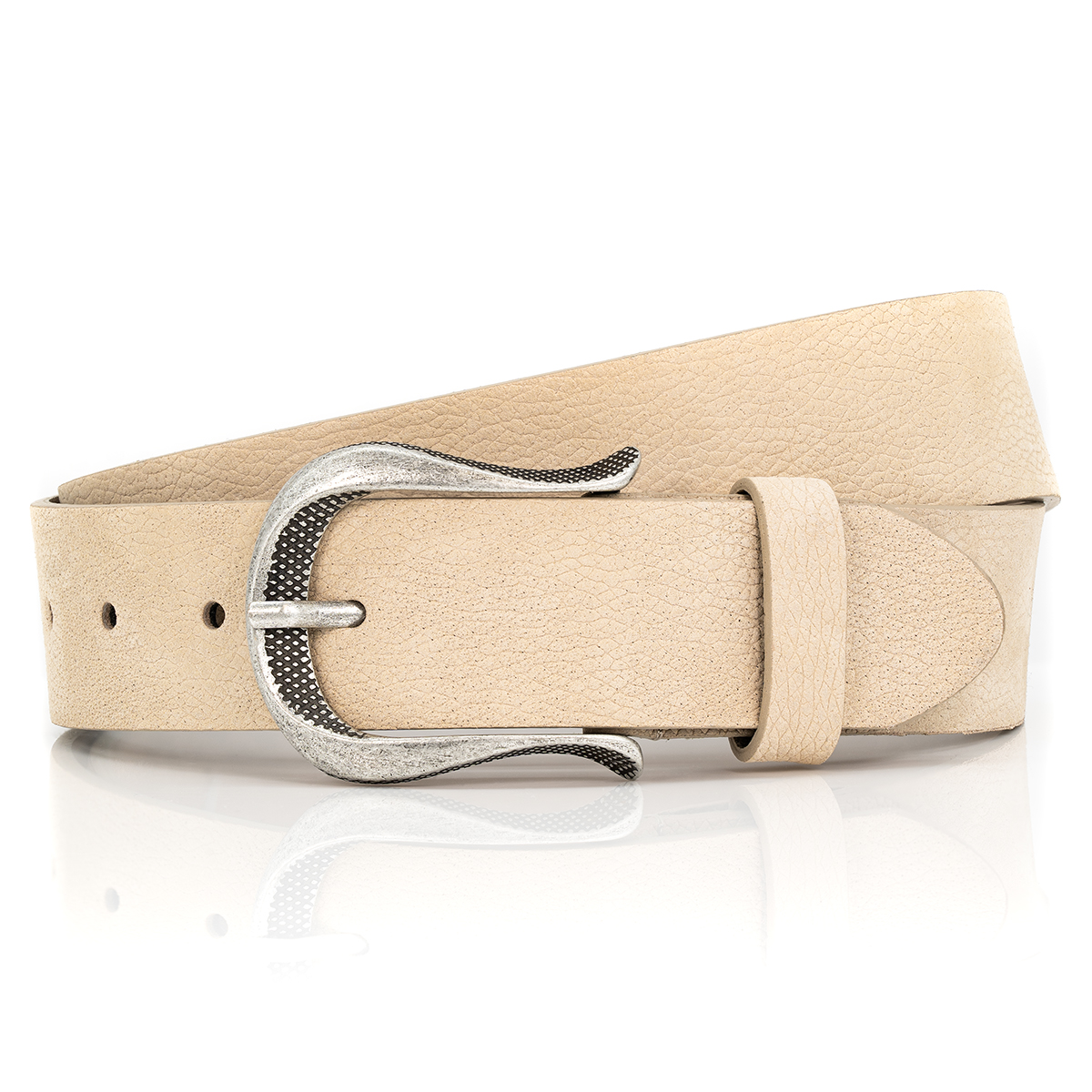 LINDENMANN Rindledergürtel Damen 35 mm Nubuk Rindleder beige