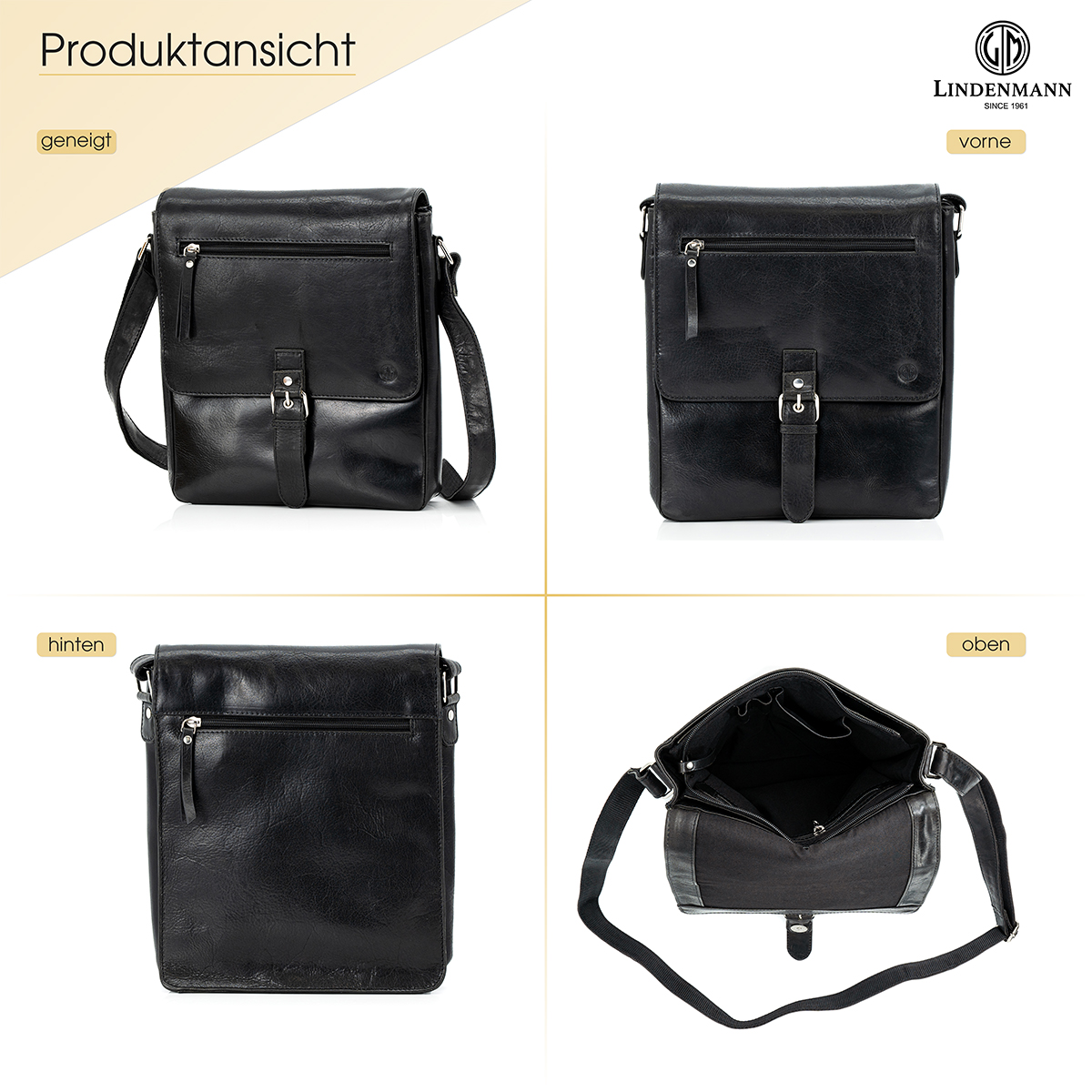 Lindenmann Ledertasche schwarz