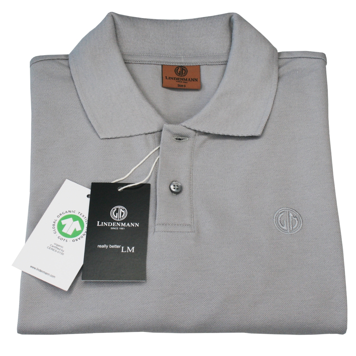 LINDENMANN Poloshirt Bio-Baumwolle Herren Grau