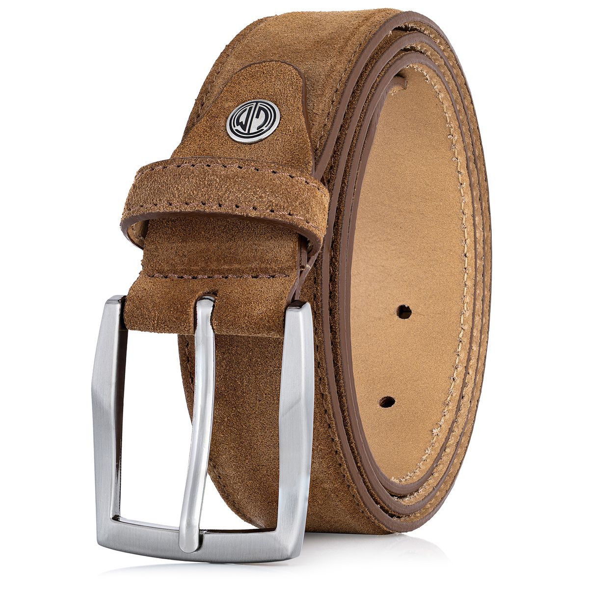 Leinwand, Zubehör, Gürtel, Handtasche, Riemen, LINDENMANN Herrengürtel Veloursleder cognac