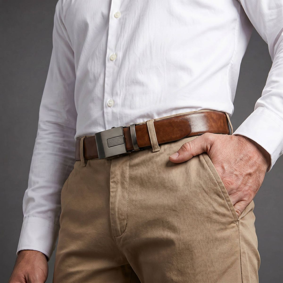 LINDENMANN Ledergürtel Herren, cognac 32 mm Rindleder Automatikgürtel