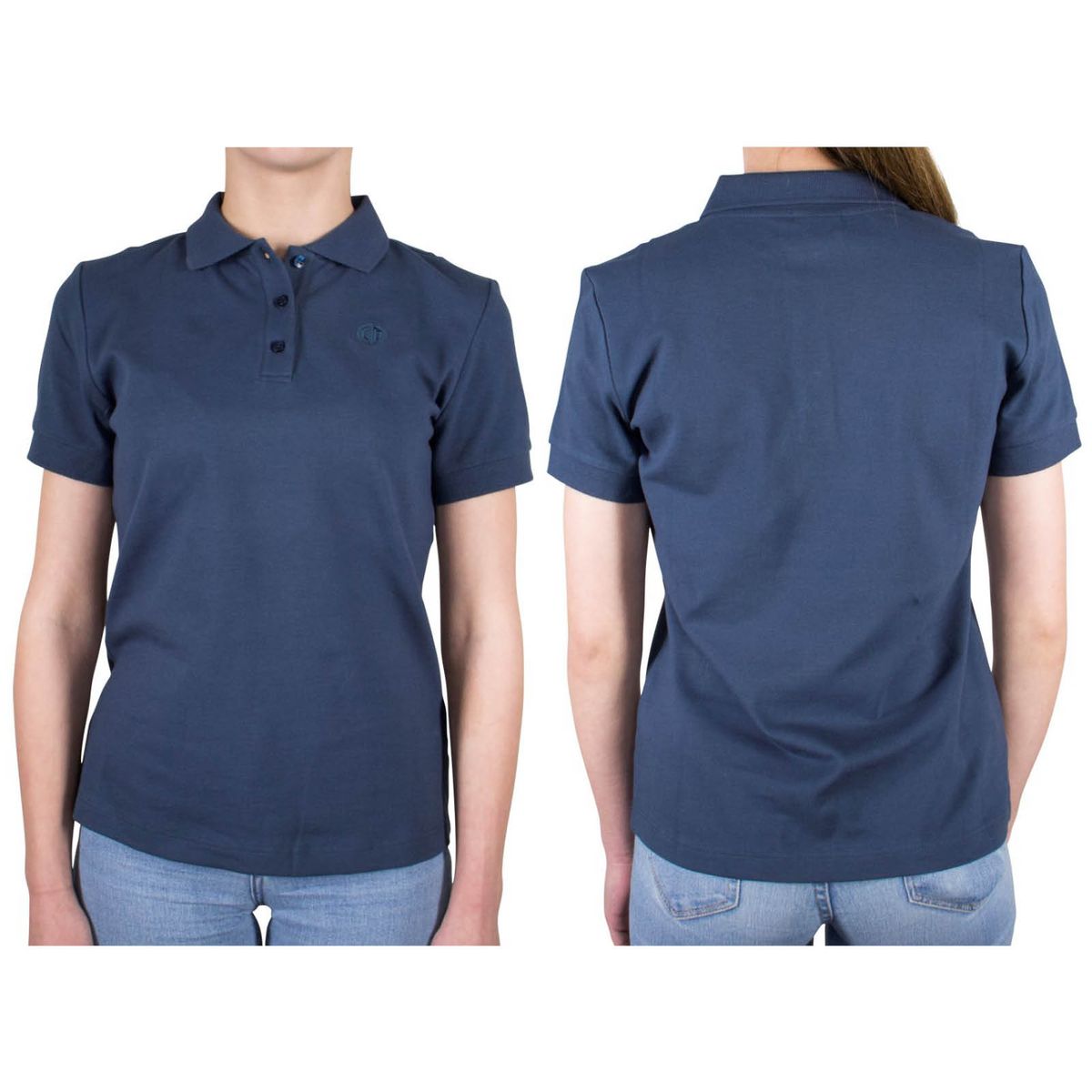 LINDENMANN Poloshirt Damen slim fit kurzarm navy blau Bio Baumwolle Made in EU