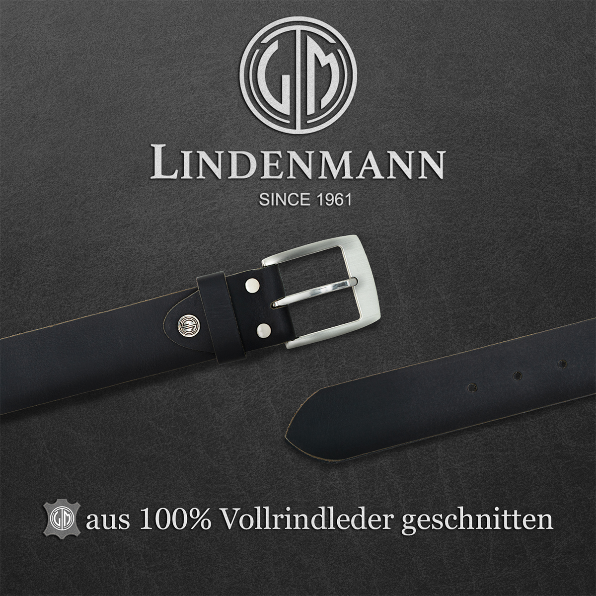 LINDENMANN Ledergürtel Herren schwarz
