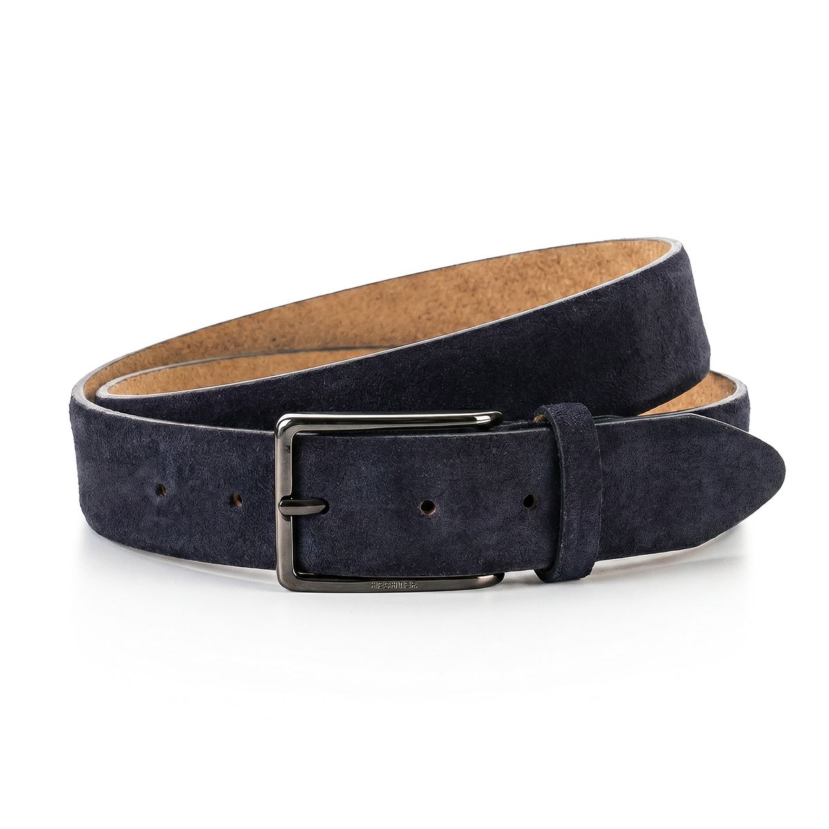 Gürtel, Ledergürtel, Navy, Dunkelblau, Nasenloser Stil, HECHTER Paris Herren Veloursledergürtel aus 100% Echtleder marine
