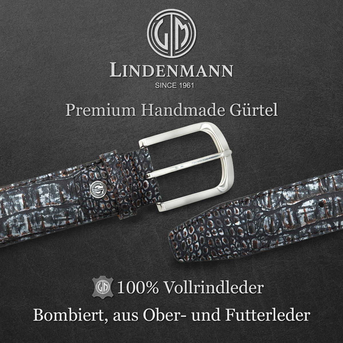 LINDENMANN Jeansgürtel Herren grau