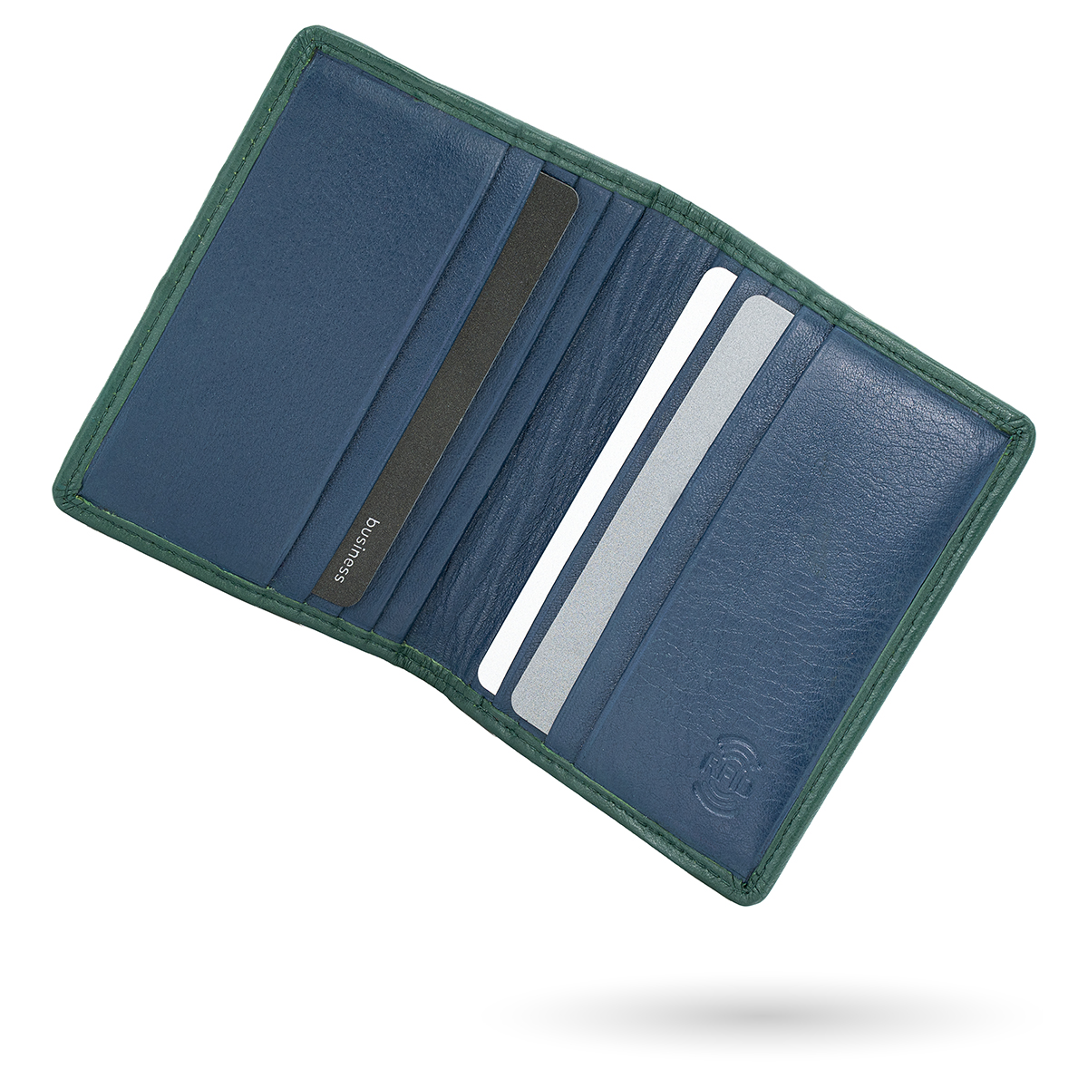 LINDENMANN Leder-Cardholder grün blau