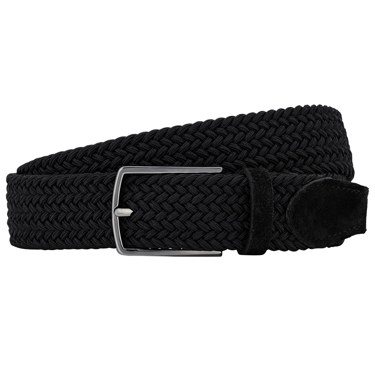Gürtel, Ledergürtel, Webgürtel, Schwarz, Geflochten, LINDENMANN Herren Flechtgürtel mit Echtleder an den Enden schwarz