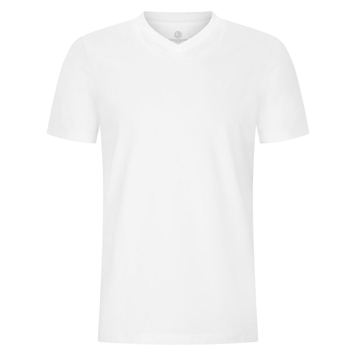 LINDENMANN T-Shirt V-Ausschnitt Bio-Baumwolle Herren Weiss