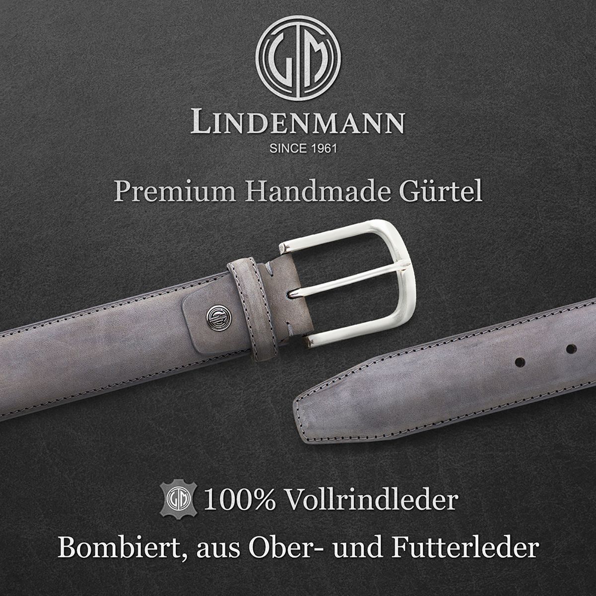 LINDENMANN Herrengürtel Jeans grau