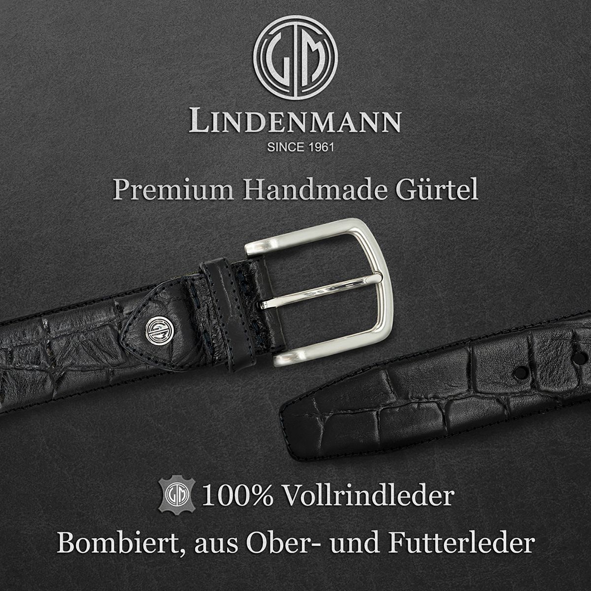 LINDENMANN Herrengürtel Leder schwarz