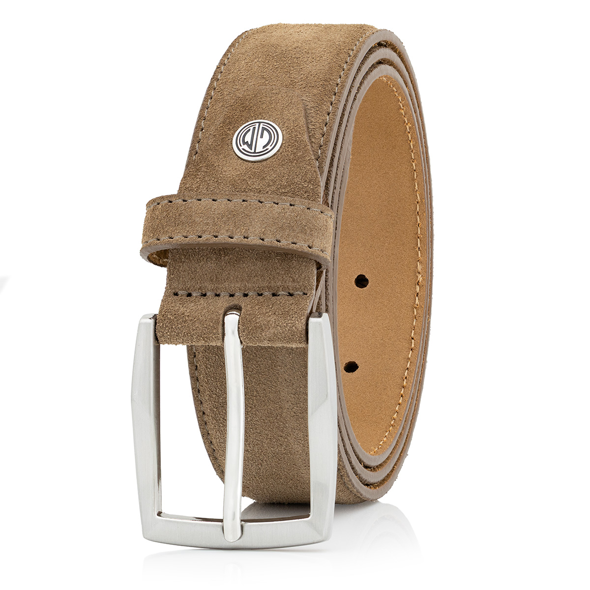LINDENMANN Herrengürtel aus 100% Velours-Vollrindleder taupe