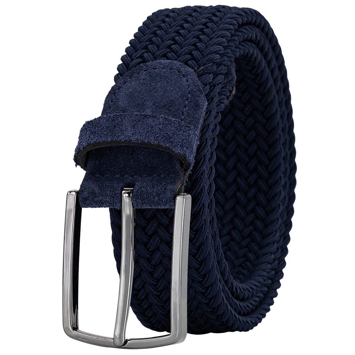 Kornband, Gürtel, Navy, Geflochten, Schnalle, LINDENMANN Herren Flechtgürtel mit Echtleder an den Enden marine