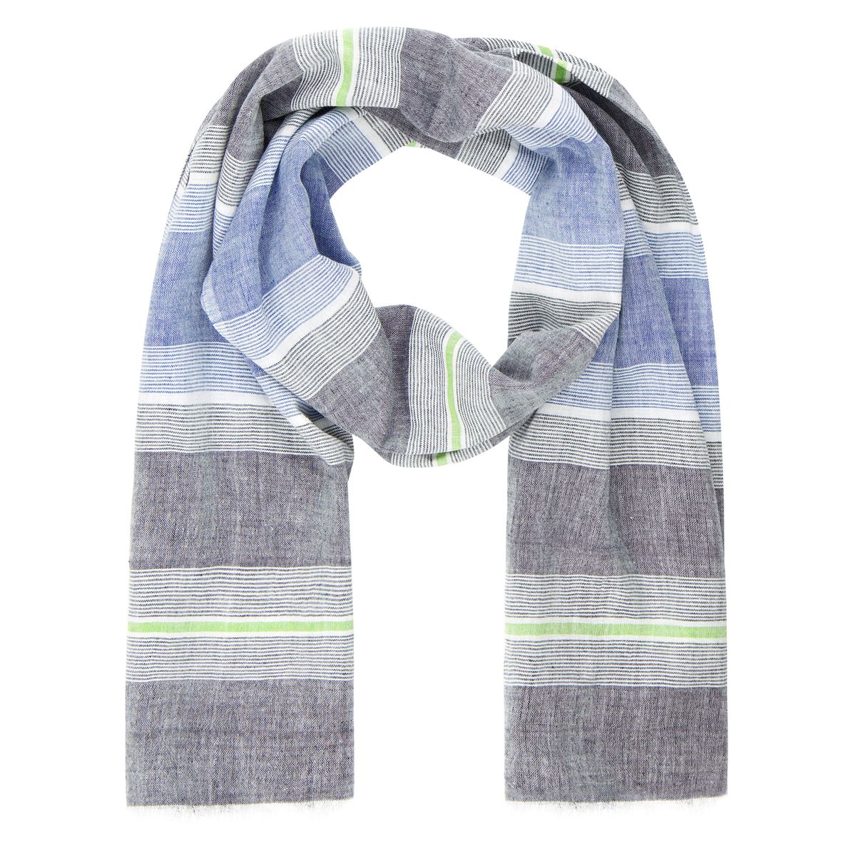 NDENMANN Schal Herren blau-grau LINDENMANN Schal Herren blau-grau Herren-Schal dünn 100 % Baumwolle