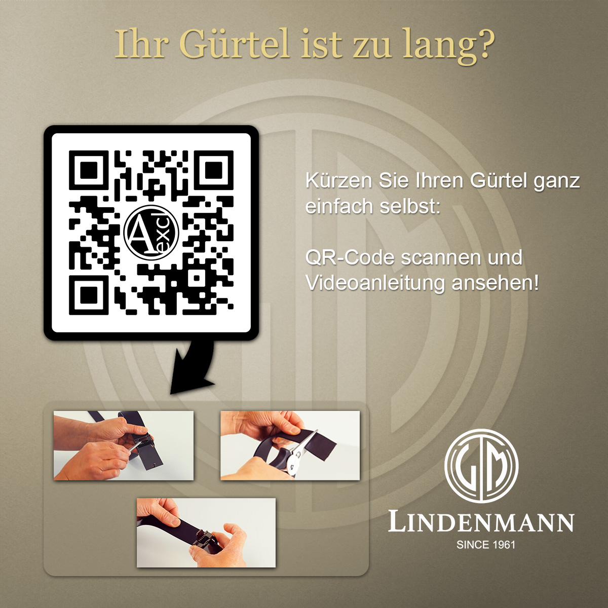 LINDENMANN Ledergürtel Koppelgürtel Herren schwarz