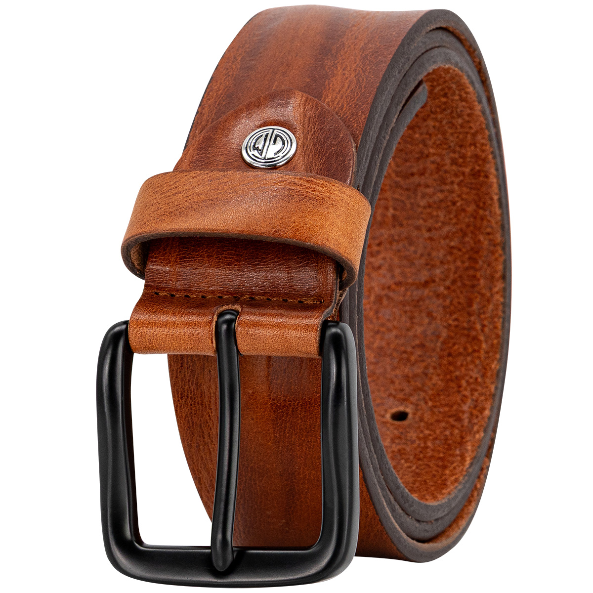 Gürtel, Ledergürtel, Braun, SchwarzeMetall Schnalle, Breite?, LINDENMANN Herren Vollledergürtel passend zu Jeans dunkelcognac