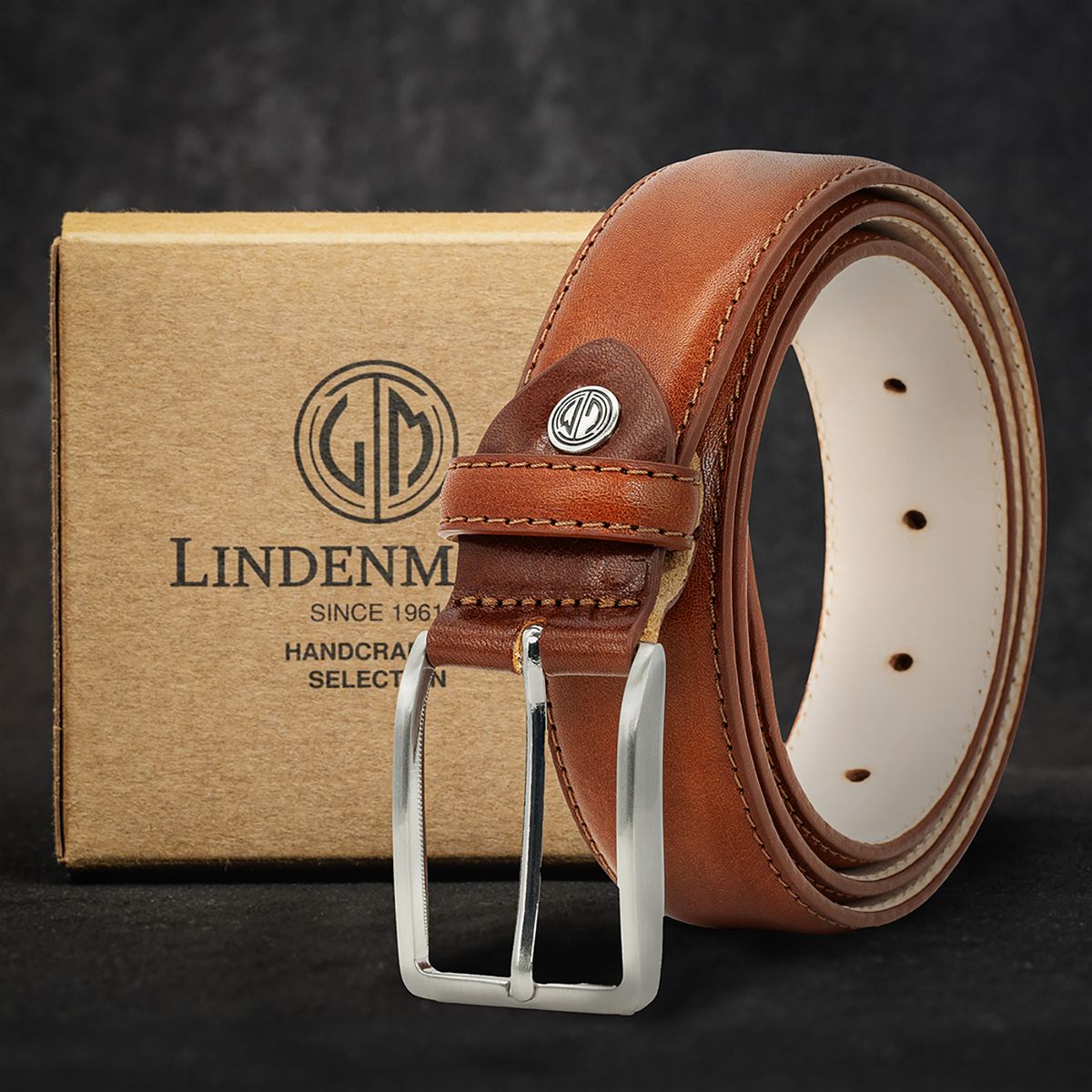 LINDENMANN Herrengürtel Anzug cognac