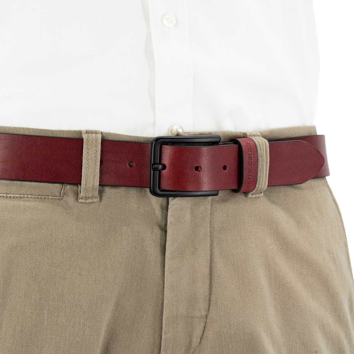 PIERRE CARDIN Vollrindleder Herrengürtel Bordeauxrot