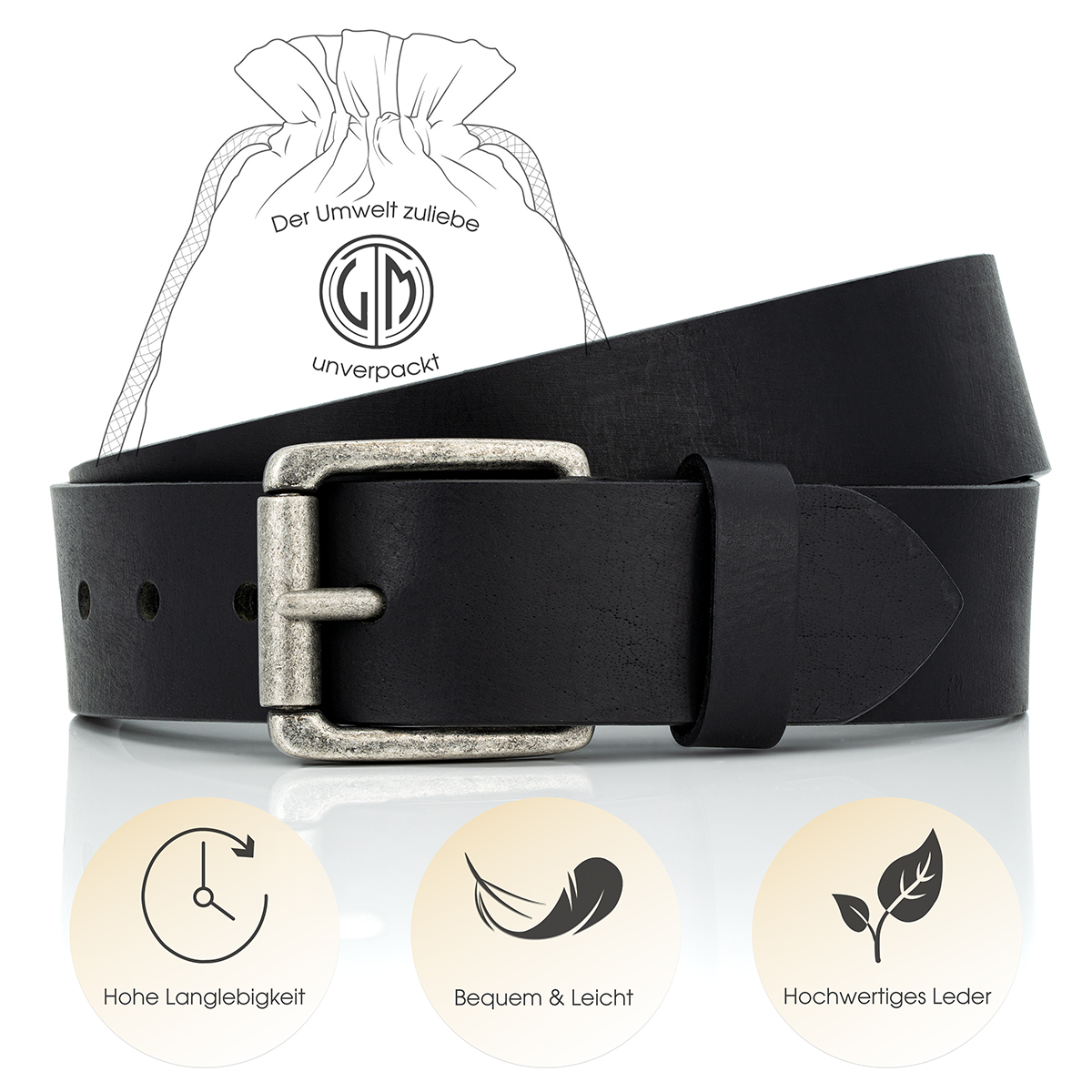 LINDENMANN Ledergürtel schwarz