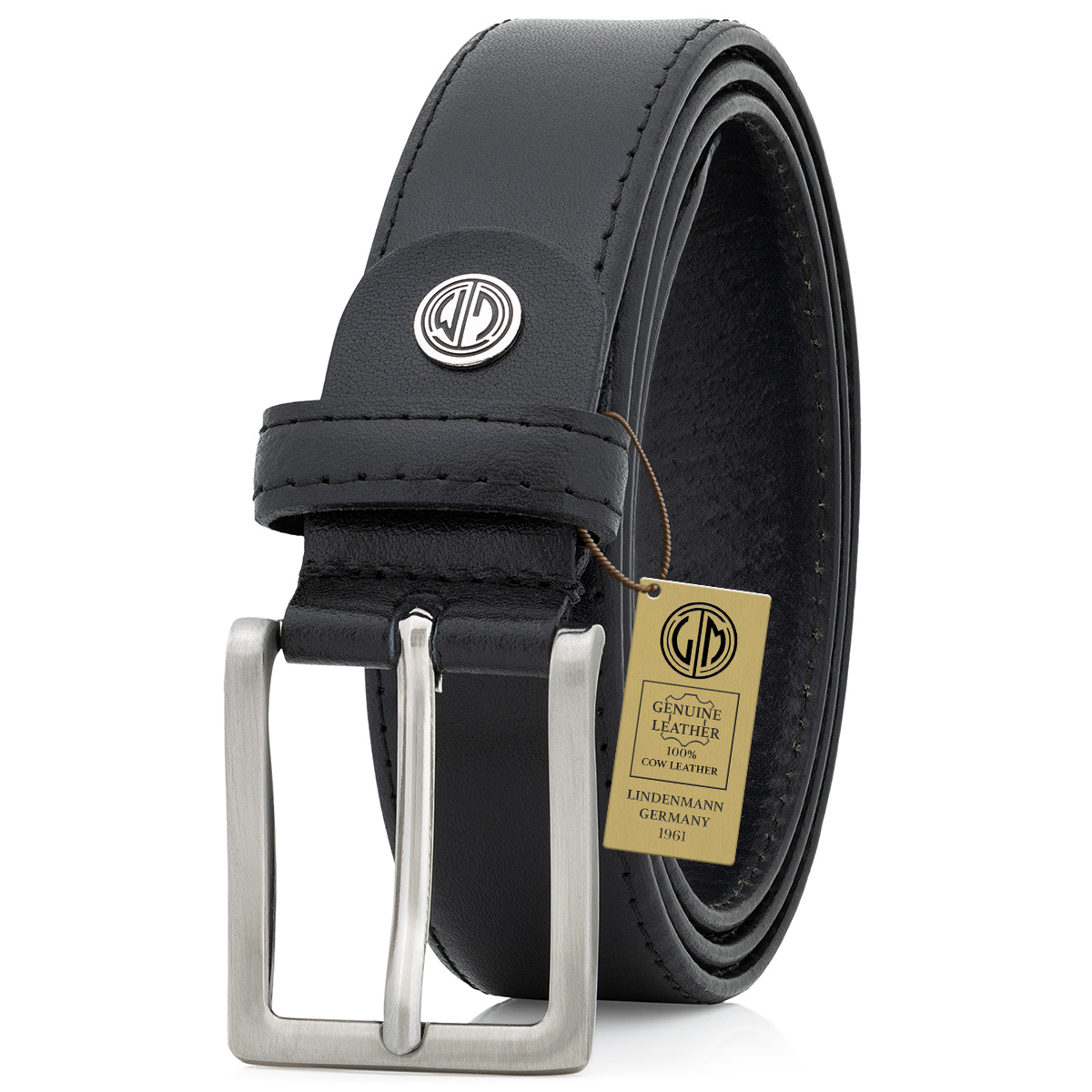 LINDENMANN Ledergürtel Herren schwarz