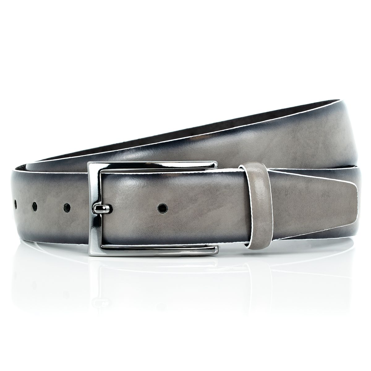 LINDENMANN Premium Anzugsgürtel Leder grau LINDENMANN Premium Anzugsgürtel Leder grau
