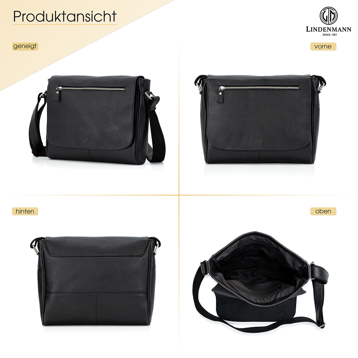 Lindenmann Ledertasche schwarz