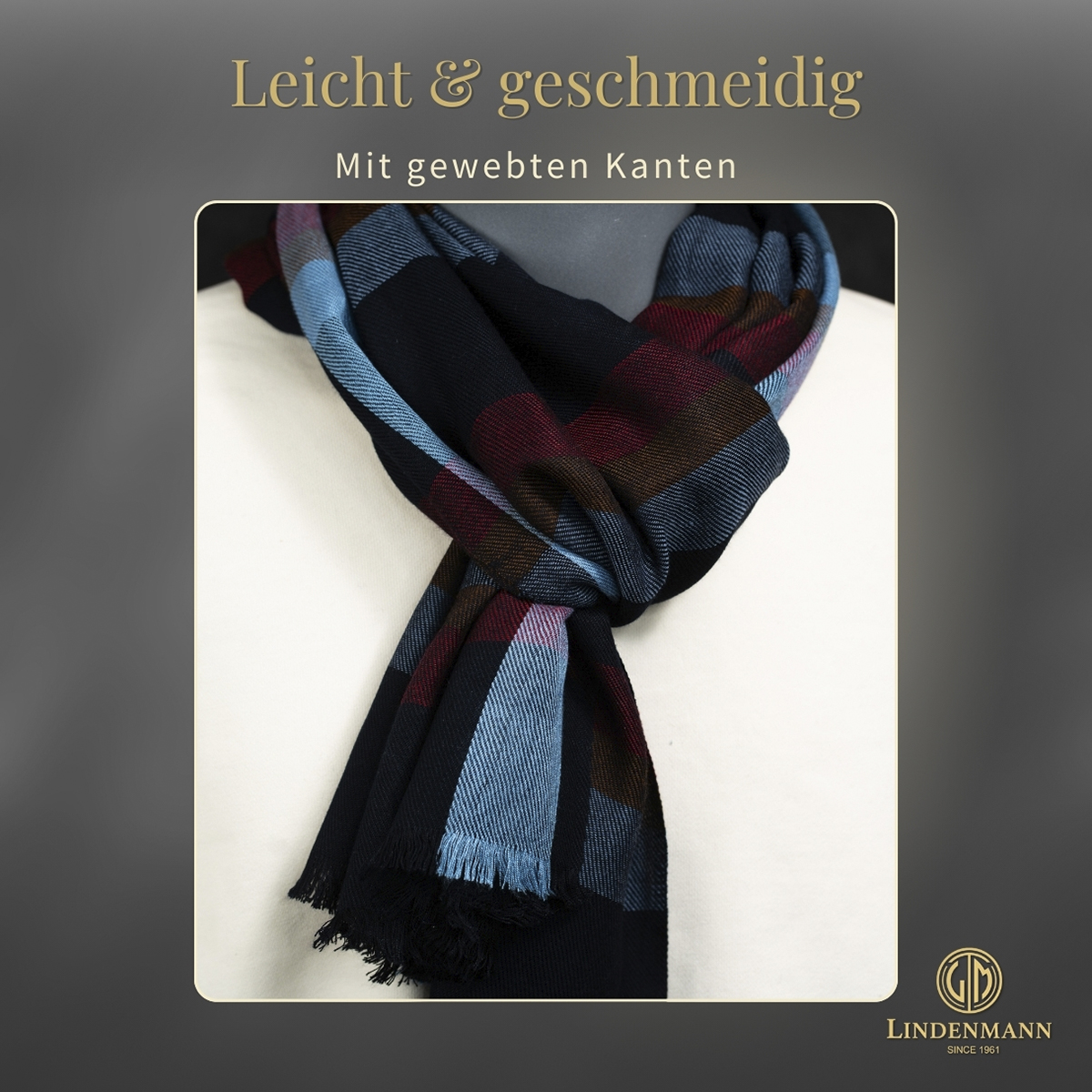 Herren Schal schwarz-rot-blau