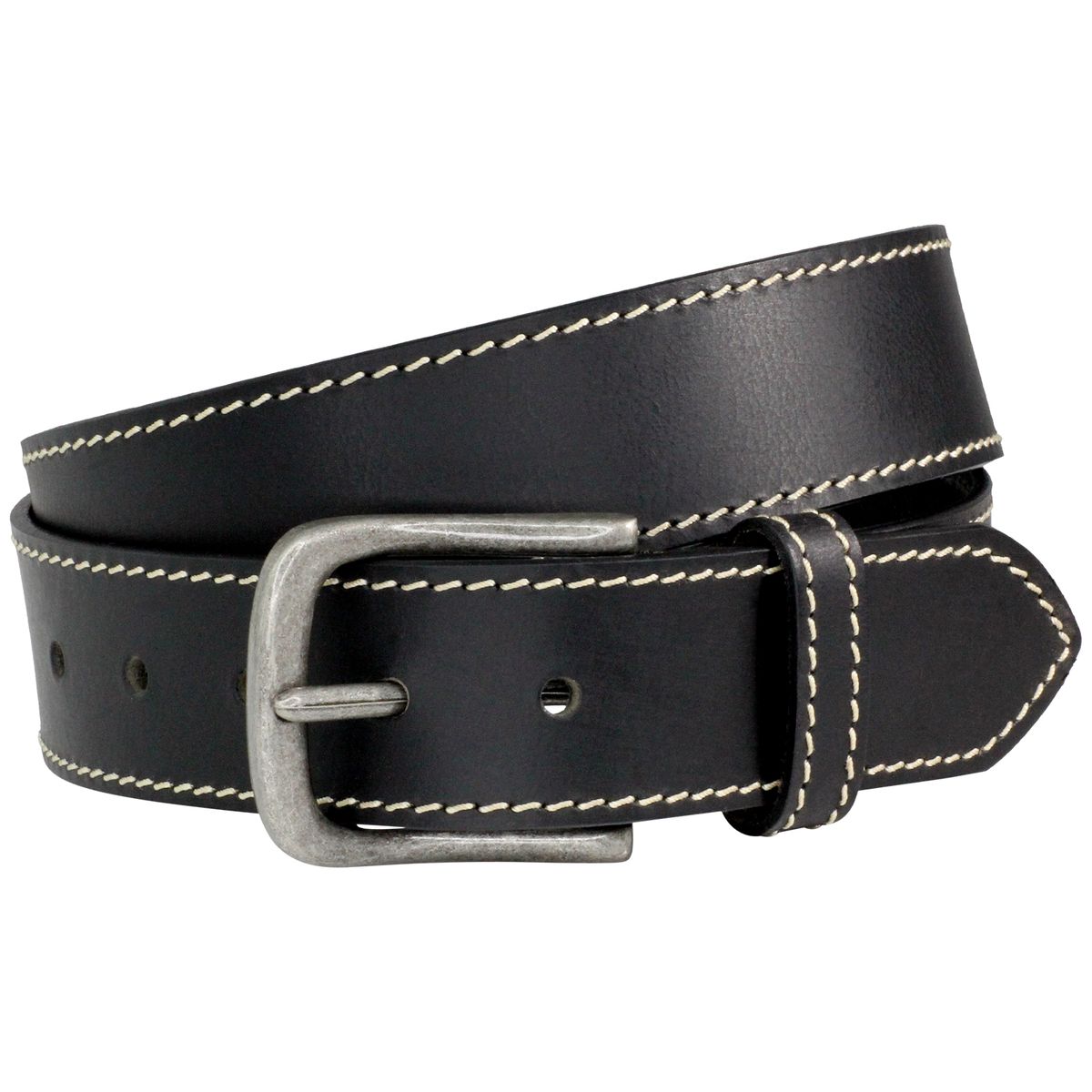 LINDENMANN Ledergürtel Herren 40 mm breit, Echter Voll-Ledergürtel Herren schwarz