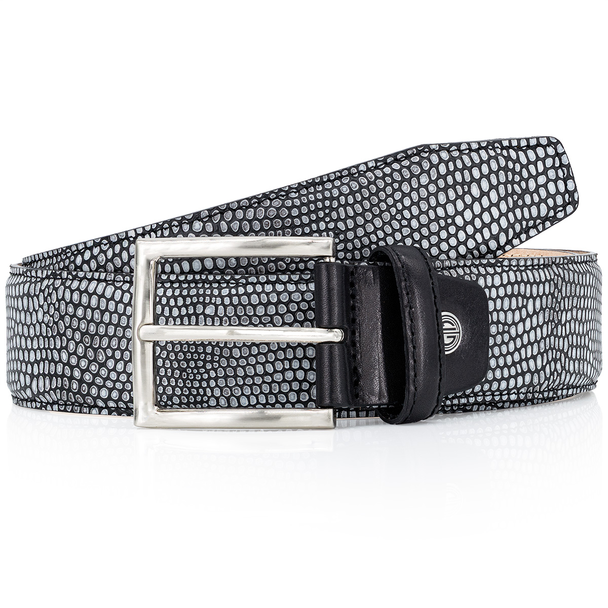 Gürtel, Ledergürtel, Braun, Muster, Metalischer Metallfinish, LINDENMANN Premium Handmade Vollrindledergürtel Herren grau