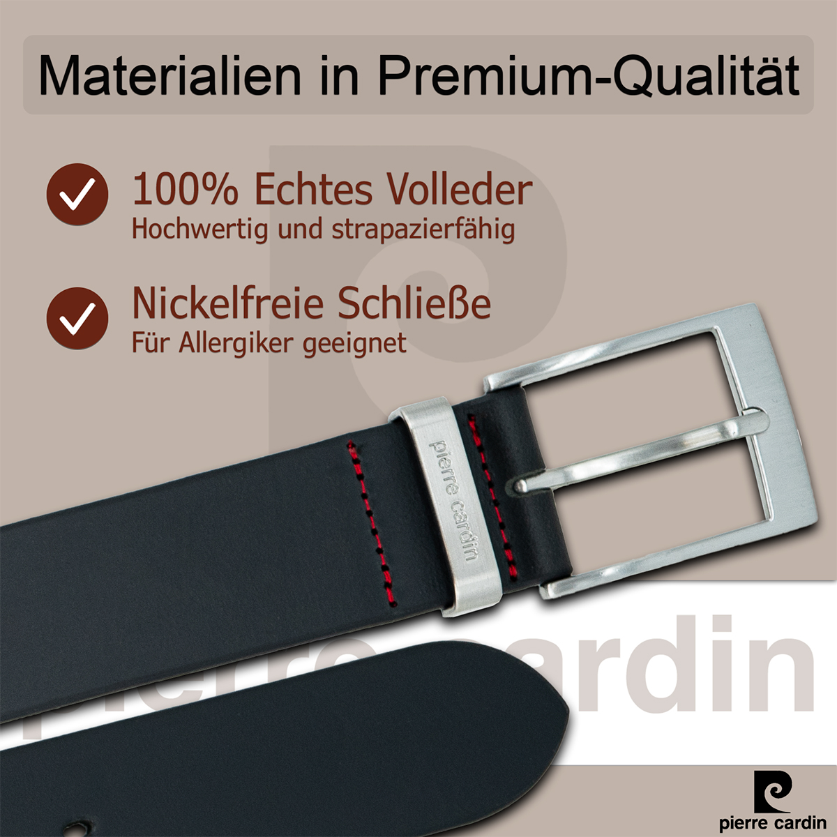 Pierre Cardin Herren Echtledergürtel Herren schwarz