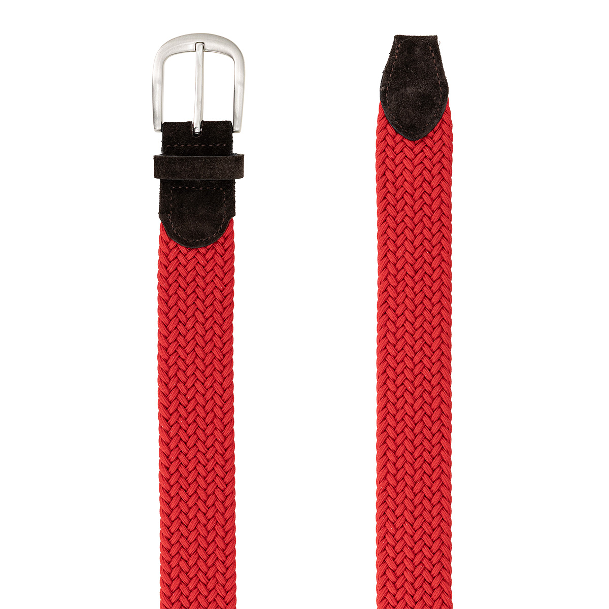 Gürtel, Rot, Geflochten, Schnalle, Veloursleder, LINDENMANN Damen Flechtgürtel mit 100% echtem Rindleder an den Enden rot