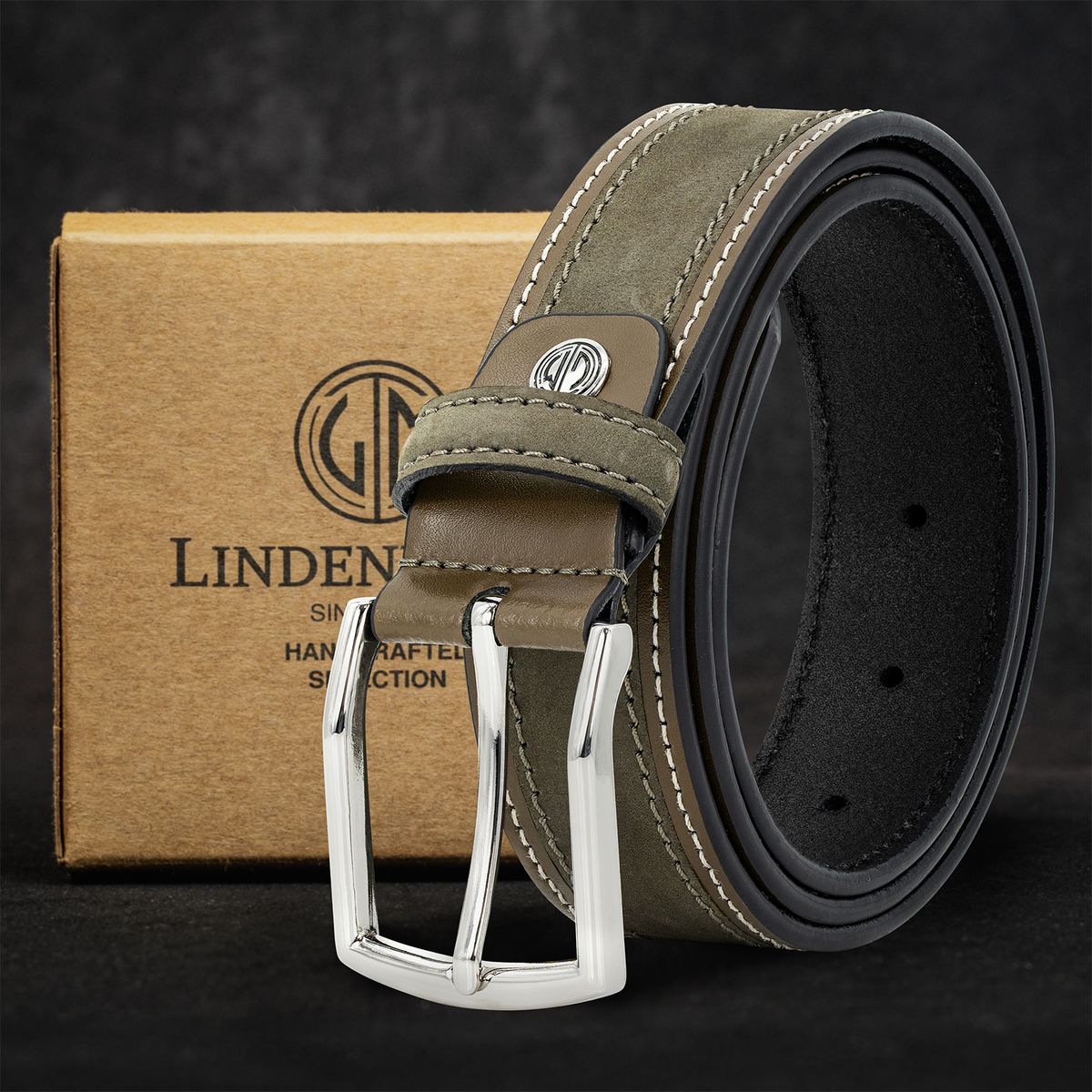 LINDENMANN Premium Ledergürtel grün