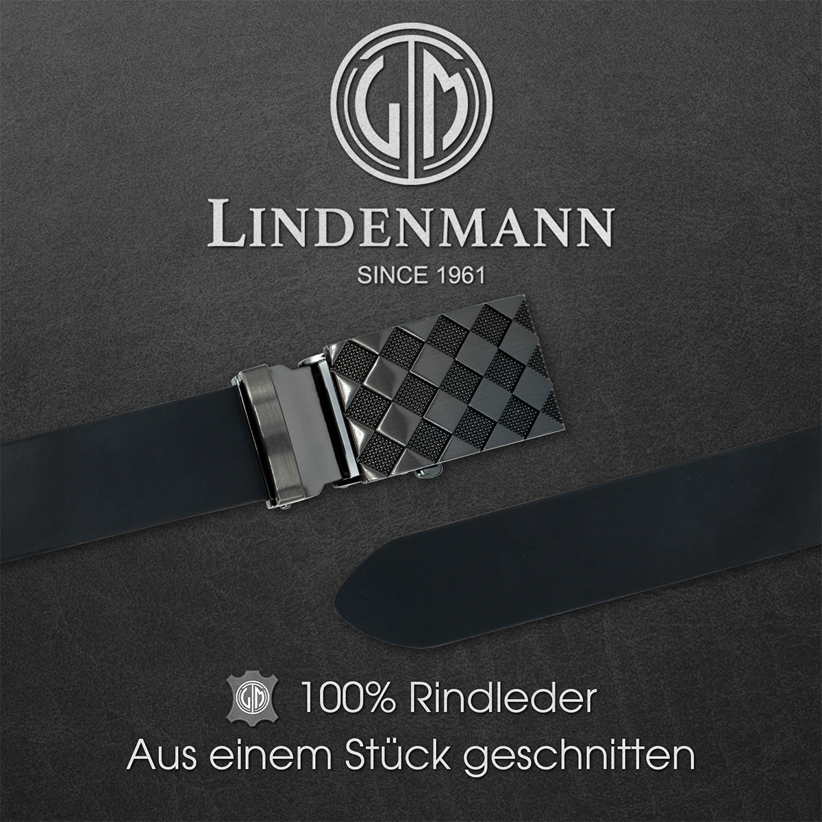 LINDENMANN Vollrindleder Herrenautomatikgürtel Onyx