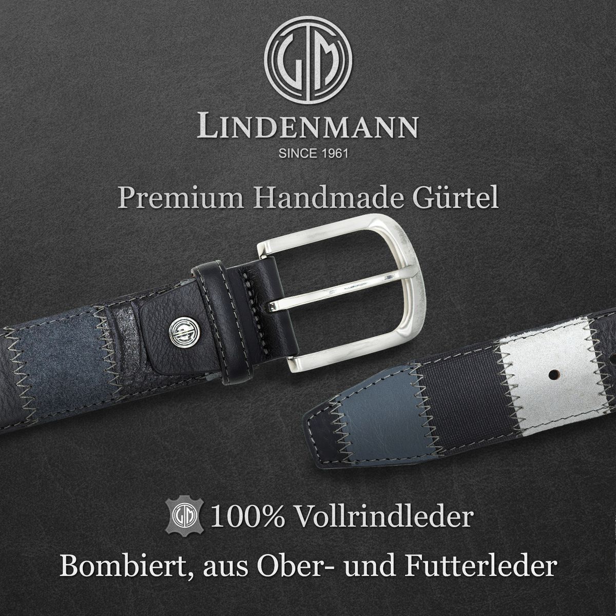 LINDENMANN Herrengürtel Jeans schwarz