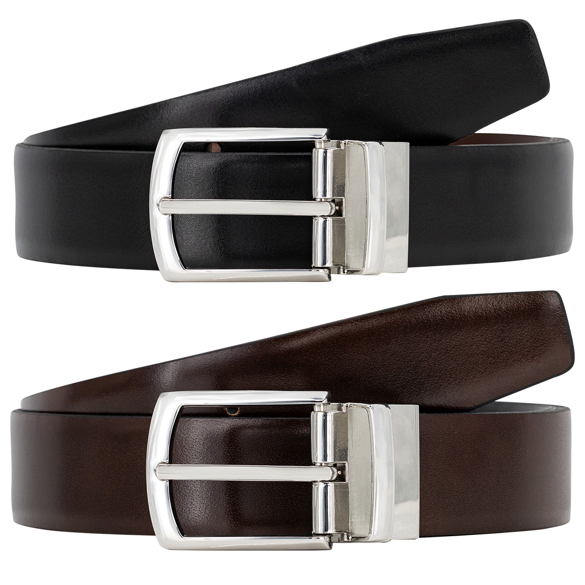 LINDENMANN klassischer Herren Echtlederwendegürtel schwarz, dunkelbraun