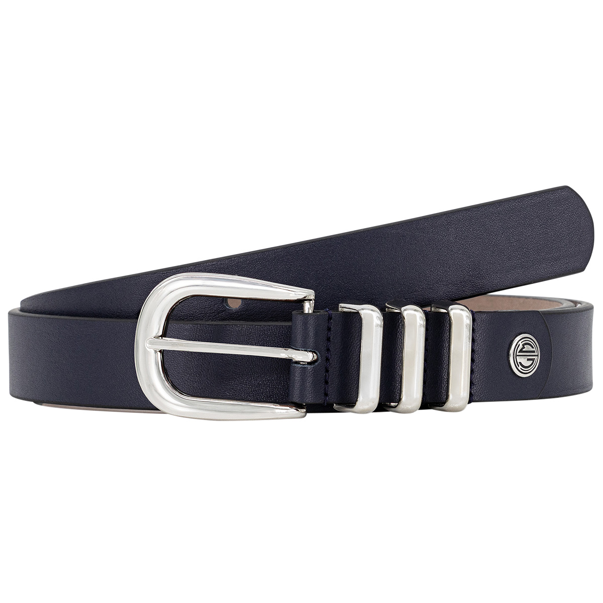 Gürtel, Ledergürtel, Navy, Silberfarben, Dreifach-Dornschließe, LINDENMANN Damen Vollrindledergürtel aus 100% Echtleder marine