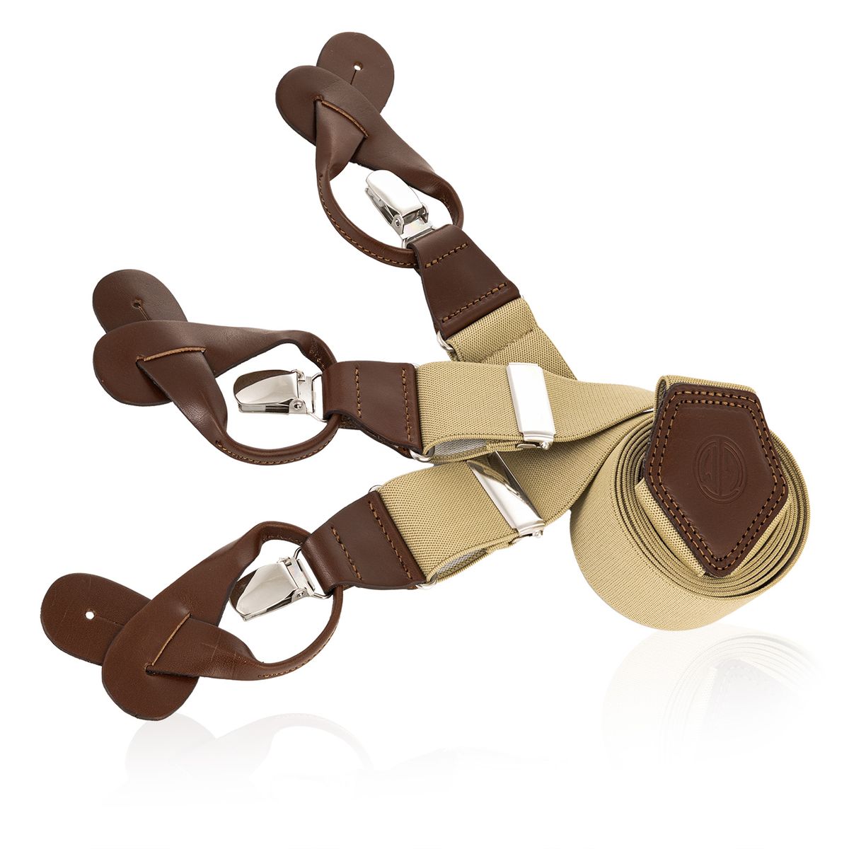 LINDENMANN Hosenträger Herren Handcrafted Y-Form beige