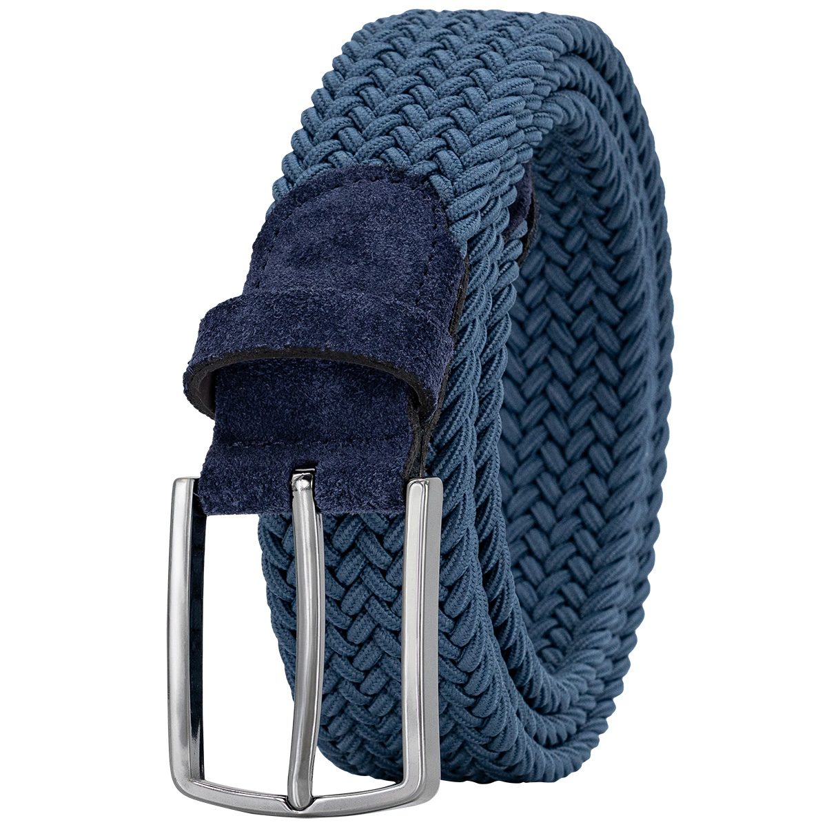 Gürtel, Riemen, Kunstleder?, Navy Blau, Geflochten, LINDENMANN Herren Flechtgürtel mit Echtleder an den Enden jeansfarbe
