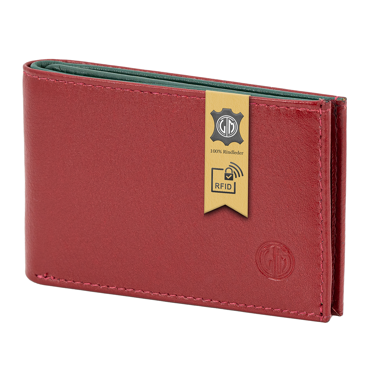 LINDENMANN Leder-Kartenetui rot grün LINDENMANN Leder-Cardholder rot grün