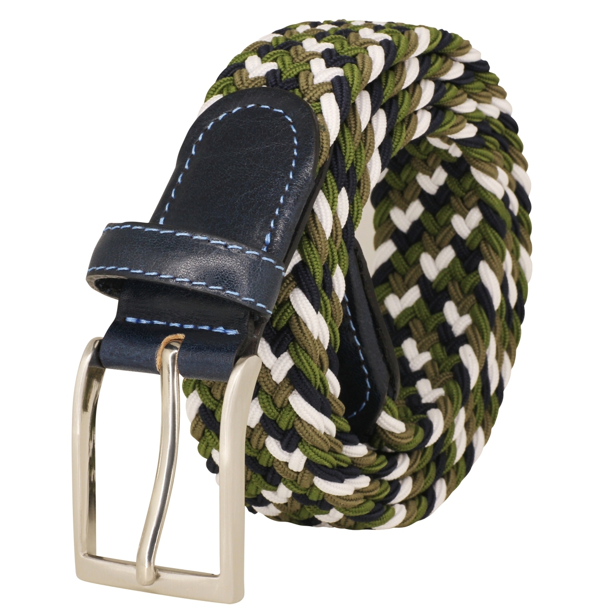 Lindenmann Herren Flechtgürtel LINDENMANN Textil-Gürtel Herren 32 mm olive-weiss-marine
