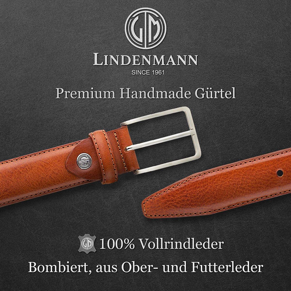 LINDENMANN Herrengürtel Anzug cognac