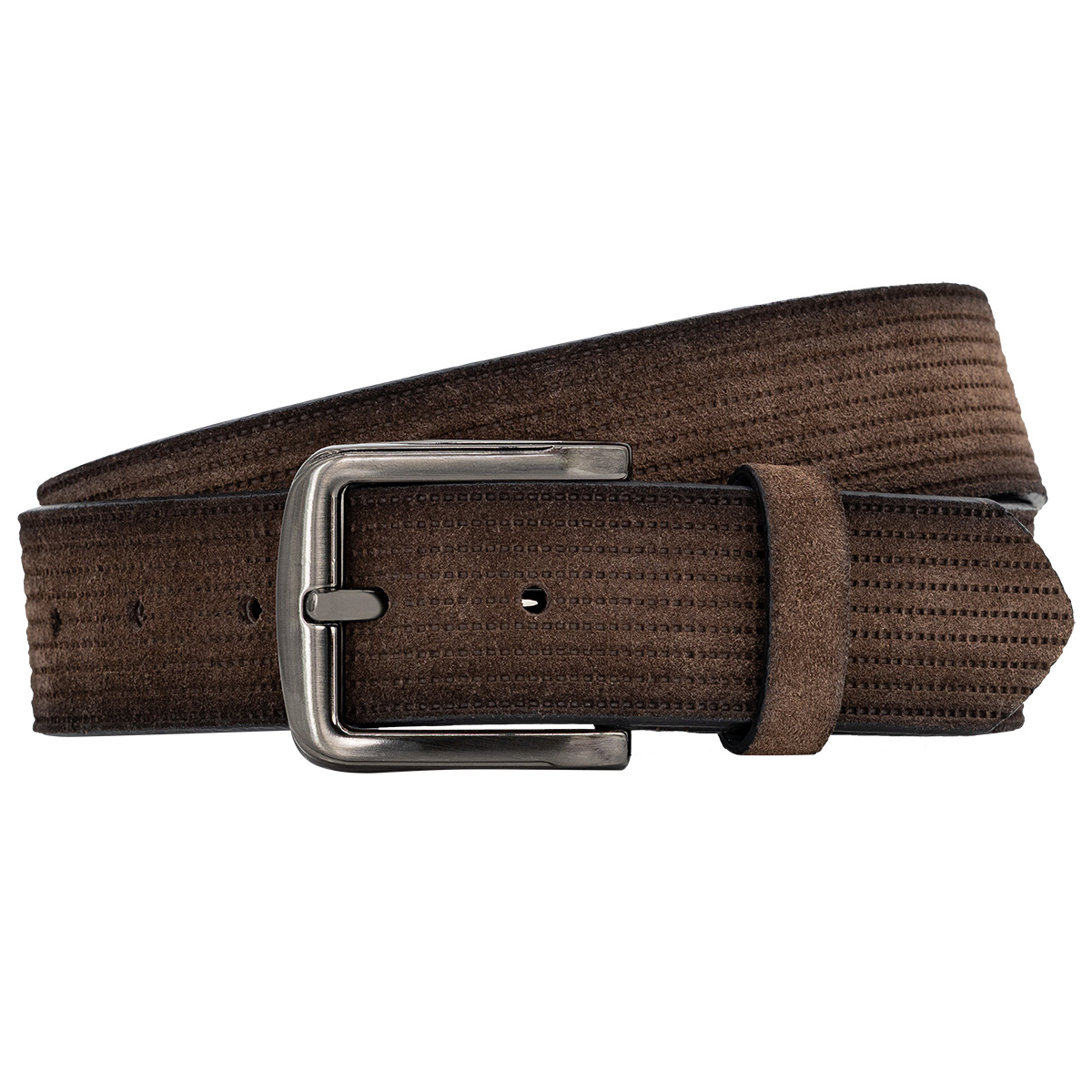Gürtel, Braun, Stoffgürtel, Metall-Schließe, Gürtelschnalle, LINDENMANN Herren Casual Vollrindledergürtel dunkelbraun
