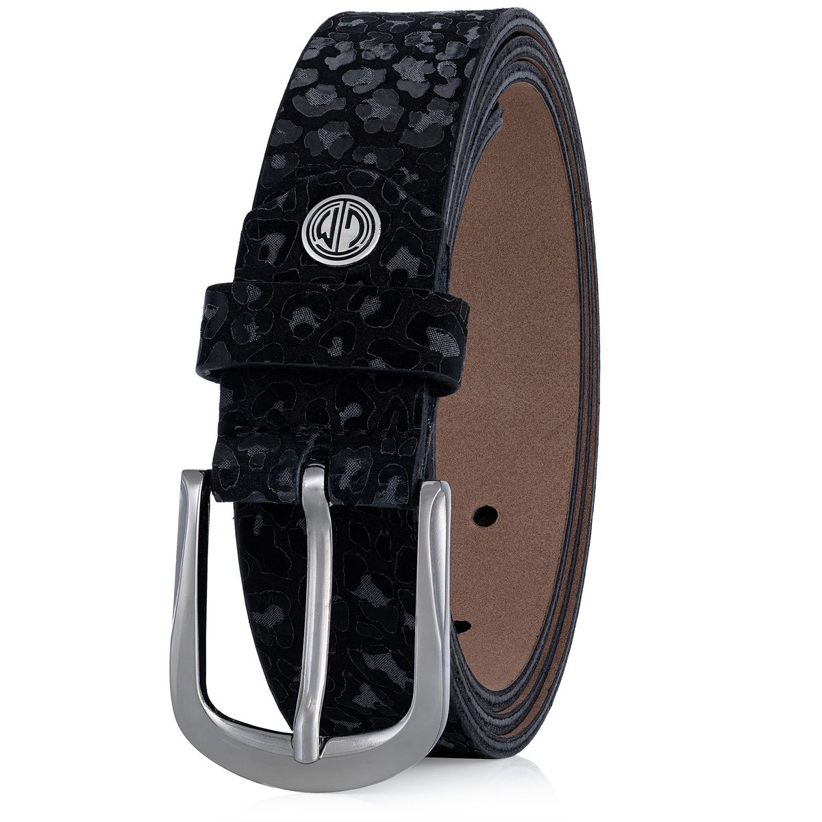 Zubehor, Gürtel, Leinwand, LINDENMANN Rindleder Damengürtel Schwarz mit Leopardmuster