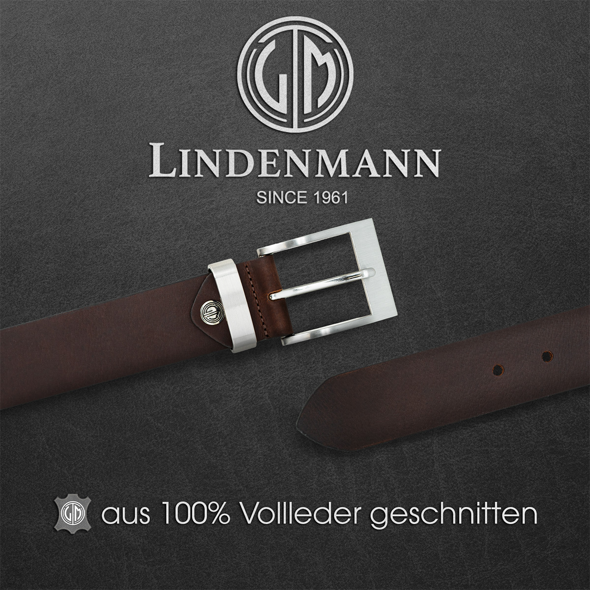 LINDENMANN Ledergürtel Herren dunkelbraun