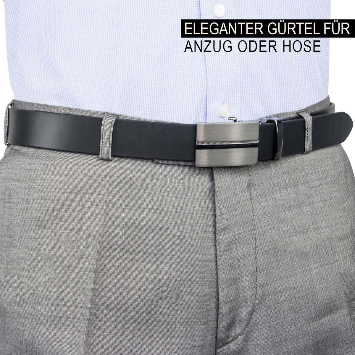 LINDENMANN Ledergürtel Herren, schwarz 33 mm Leder Automatikgürtel