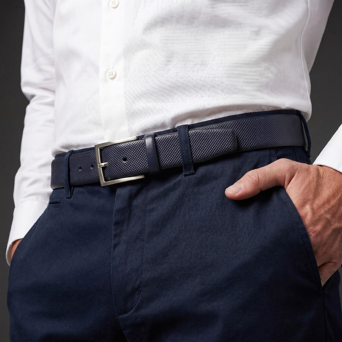 Gürtel, Ledergürtel, Dunkelblau, Gürtel mit Dornschließe, Hose-Accessoire,