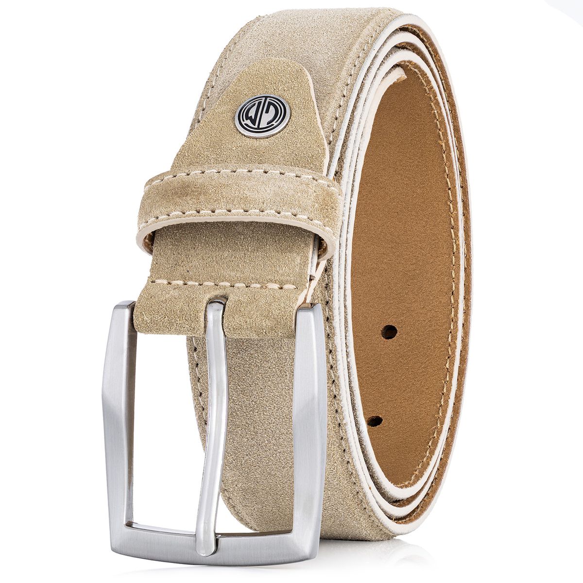 Leinwand, Zubehör, Gürtel, LINDENMANN Herrengürtel Veloursleder creme-beige